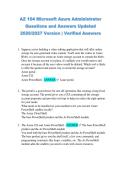 AZ 104 Microsoft Azure Administrator &NewLine;Questions and Answers Updated &NewLine;2026&sol;2027 Version &vert; Verified Answers 
