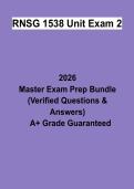 RNSG 1538 Unit Exam 2 &vert; Questions & Answers&comma; Practice Test&comma; Study Guide & Revision Notes &vert; Latest 2026 PDF