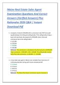 Maine Real Estate Sales Agent &NewLine;Examination Questions And Correct &NewLine;Answers &lpar;Verified Answers&rpar; Plus &NewLine;Rationales 2026 Q&A &vert; Instant &NewLine;Download Pdf