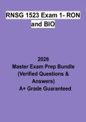 RNSG 1523 Exam 1 &ndash; RON and BIO &vert; Questions & Answers&comma; Practice Test&comma; Study Guide & Revision Notes &vert; Latest 2026 PDF