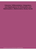 Calculus Differentiation&comma; Integration&comma; and Applications for Kinematics and Optimization Study Guide PDF 2026&sol;2027