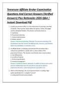 Tennessee Affiliate Broker Examination &NewLine;Questions And Correct Answers &lpar;Verified &NewLine;Answers&rpar; Plus Rationales 2026 Q&A &vert; &NewLine;Instant Download Pdf