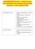 Sales Management-Unit 7 Latest Premium&NewLine;Exam Questions and Answers with Verified&NewLine;Solutions &vert; Latest Updated 2026
