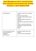 Sales Management-Unit 6 Latest Premium&NewLine;Exam Questions and Answers with Verified&NewLine;Solutions &vert; Latest Updated 2026