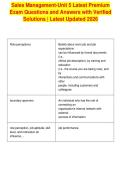 Sales Management-Unit 5 Latest Premium&NewLine;Exam Questions and Answers with Verified&NewLine;Solutions &vert; Latest Updated 2026