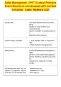 Sales Management -UNIT 3 Latest Premium&NewLine;Exam Questions and Answers with Verified&NewLine;Solutions &vert; Latest Updated 2026