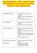 Sales Management - UNIT 2 Latest Premium&NewLine;Exam Questions and Answers with Verified&NewLine;Solutions &vert; Latest Updated 2026&NewLine;