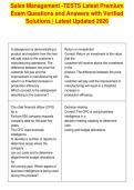 Sales Management -TESTS Latest Premium&NewLine;Exam Questions and Answers with Verified&NewLine;Solutions &vert; Latest Updated 2026