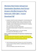 Montana Real Estate Salesperson &NewLine;Examination Questions And Correct &NewLine;Answers &lpar;Verified Answers&rpar; Plus &NewLine;Rationales 2026 Q&A &vert; Instant &NewLine;Download Pdf 