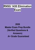 RNSG 1430 Elimination Exam &vert; Questions & Answers&comma; Practice Test&comma; Study Guide & Revision Notes &vert; Latest 2026 PDF