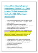 Missouri Real Estate Salesperson &NewLine;Examination Questions And Correct &NewLine;Answers &lpar;Verified Answers&rpar; Plus &NewLine;Rationales 2026 Q&A &vert; Instant &NewLine;Download Pdf