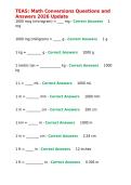 TEAS Math Conversions Questions and Answers 2026 Update