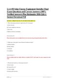 LA 4-50 Solar Energy Equipment Installer Final Exam Questions and Correct Answers &lpar;100&percnt; Verified Answers&rpar; Plus Rationales 2026 Q&A &vert; Instant Download Pdf