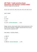 ATI TEAS 7 math practice Exam Questions and Answers &lpar;Latest 2026
