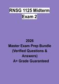 RNSG 1125 Midterm Exam 2 &vert; Questions & Answers&comma; Practice Test&comma; Study Guide & Revision Notes &vert; Latest 2026 PDF