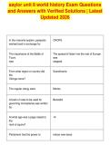 saylor unit 8 world history Exam Questions&NewLine;and Answers with Verified Solutions &vert; Latest&NewLine;Updated 2026