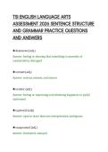 TSI ENGLISH LANGUAGE ARTS&NewLine;ASSESSMENT 2026 SENTENCE STRUCTURE&NewLine;AND GRAMMAR PRACTICE QUESTIONS&NewLine;AND ANSWERS