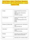 World History Saylor Final Exam Questions&NewLine;and Answers with Verified Solutions &vert; Latest&NewLine;Updated 2026