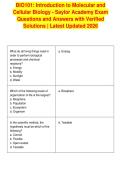 BIO101&colon; Introduction to Molecular and&NewLine;Cellular Biology - Saylor Academy Exam&NewLine;Questions and Answers with Verified&NewLine;Solutions &vert; Latest Updated 2026