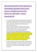 Massachusetts Real Estate Salesperson &NewLine;Examination Questions And Correct &NewLine;Answers &lpar;Verified Answers&rpar; Plus &NewLine;Rationales 2026 Q&A &vert; Instant &NewLine;Download Pdf 