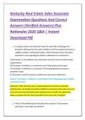 Kentucky Real Estate Sales Associate &NewLine;Examination Questions And Correct &NewLine;Answers &lpar;Verified Answers&rpar; Plus &NewLine;Rationales 2026 Q&A &vert; Instant &NewLine;Download Pdf 