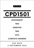 CPD1501 Assignment 2 Answers - Semester 2 &comma; 2026 &vert; Due Date 2 September 2026