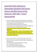 Iowa Real Estate Salesperson &NewLine;Examination Questions And Correct &NewLine;Answers &lpar;Verified Answers&rpar; Plus &NewLine;Rationales 2026 Q&A &vert; Instant &NewLine;Download Pdf 