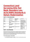 Connecticut Land Surveying Elite Test Bank 2026&sol;2027 &vert; Boundary Law&comma; ALTA&sol;NSPS Standards & NGS Datum Modernization &lpar;44&plus; Q&A&rpar;
