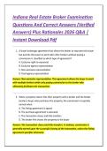 Indiana Real Estate Broker Examination &NewLine;Questions And Correct Answers &lpar;Verified &NewLine;Answers&rpar; Plus Rationales 2026 Q&A &vert; &NewLine;Instant Download Pdf 
