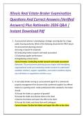 Illinois Real Estate Broker Examination &NewLine;Questions And Correct Answers &lpar;Verified &NewLine;Answers&rpar; Plus Rationales 2026 Q&A &vert; &NewLine;Instant Download Pdf 