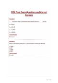 CCM Final Exam Questions and Correct Answers