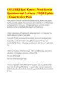 COLIBRI Real Estate &vert; Most Recent&NewLine;Questions and Answers &vert; 2026 Update&NewLine;&vert; Exam Review Pack