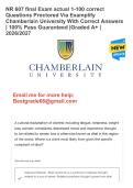 NR 607 final Exam actual 1-100 correct Questions Proctored Via Examplify Chamberlain University With Correct Answers &vert; 100&percnt; Pass Guaranteed &vert;Graded A&plus; &vert; 2026&sol;2027