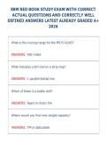 88M RED BOOK STUDY EXAM WITH CORRECT &NewLine;ACTUAL QUESTIONS AND CORRECTLY WELL &NewLine;DEFINED ANSWERS LATEST ALREADY GRADED A&plus; &NewLine;2026