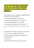 U3 ICC TANK TIGHTNESS TESTING EXAM&NewLine;ACTUAL 260 PLUS EXPERT CERTIFIED&NewLine;QUESTIONS AND ANSWERS ALREADY&NewLine;GRADED A&plus;
