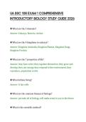 UA BSC 108 EXAM 1 COMPREHENSIVE&NewLine;INTRODUCTORY BIOLOGY STUDY GUIDE 2026