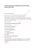 Critical Care Nursing Exam Questions And Correct Verified Answers 2026 Version
