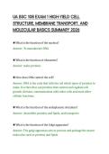 UA BSC 108 EXAM 1 HIGH-YIELD CELL&NewLine;STRUCTURE&comma; MEMBRANE TRANSPORT&comma; AND&NewLine;MOLECULAR BASICS SUMMARY 2026