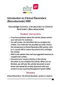 Ehr Introduction to Clinical Reminders &lpar;Baccalaureate&rpar; BMI&comma; Influenza Vaccine & Lipid MeasurementHBK 2026 Up date with complete solutions 