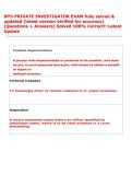 NYS PRIVATE INVESTIGATOR EXAM fully solved & &NewLine;updated &lpar;latest version verified for accuracy&rpar; &NewLine;&lpar;Questions &plus; Answers&rpar; Solved 100&percnt; Correct&excl;&excl; Latest &NewLine;Update