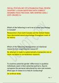 SOCIAL PSYCHOLOGY 379 ATHABASCA FINAL REVIEW &NewLine;CHAPTER 1-6 EXAM QUESTIONS WITH CORRECT &NewLine;ANSWERS PASS THE EXAM&comma; 100&percnt; VERIFIED &lpar;2026 &sol; &NewLine;2027&rpar; GRADED A&plus;