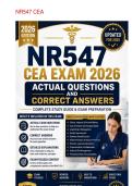 NR547 CEA Exam &vert; Pre-Clinical Diagnostic Comprehensive Assessment Actual Questions & Verified Answers &lpar;Latest 2026&rpar;