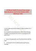 ATI Mental Health Proctored Exam - Comprehensive Psychiatric Nursing Review