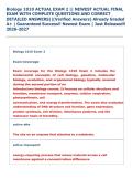 Biology 1010 ACTUAL EXAM 2 &vert;&vert; NEWEST ACTUAL FINAL &NewLine;EXAM WITH COMPLETE QUESTIONS AND CORRECT &NewLine;DETAILED ANSWERS&vert;&vert;&lpar;Verified Answers&rpar; Already Graded &NewLine;A&plus; &vert; Guaranteed Success&excl;&excl; Newest Exam &vert; Just Released&excl;&excl; &NewLine;2026-2027 