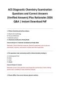 ACS Diagnostic Chemistry Examination Questions and Correct Answers &lpar;Verified Answers&rpar; Plus Rationales 2026 Q&A &vert; Instant Download Pdf