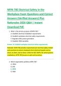 NFPA 70E Electrical Safety in the Workplace Exam Questions and Correct Answers &lpar;Verified Answers&rpar; Plus Detailed Rationales 2026 Q&A &vert; Latest Practice Exam &vert; Instant Download PDF