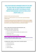 PASS YOUR SERVSAFE MANAGER EXAM ON THE FIRST &NewLine;TRY&excl; 200&plus; PRACTICE QUESTIONS WITH VERIFIED ANSWERS AND IN-DEPTH RATIONALES &lpar;FOOD &NewLine;PROTECTION MANAGER CERTIFICATION&rpar; LATEST UPDATE 2026 &vert;&vert; A&plus; 