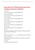Agricultural Unit 1 World of Agriculture Exam&NewLine;questions and answers Graded A&plus;&NewLine;Central Region&NewLine;Name the outlined Agriculture Commodity Region for &num;4&NewLine;San Joaquin Valley Region&NewLine;Name the outlined Agriculture Commodity Region for &num;7&NewLine;South Coast Region&NewLine;Na