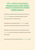 D313 - Anatomy and Physiology 2 Respiratory System &lpar;LATEST UPDATE 2026 2027&rpar; QUESTION WITH VERIFIED ANSWER -GRADE A-&period;