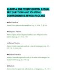 ALGEBRA AND TRIGONOMETRY ACTUAL&NewLine;TEST QUESTIONS AND SOLUTIONS&NewLine;COMPREHENSIVE REVIEW PACKAGE